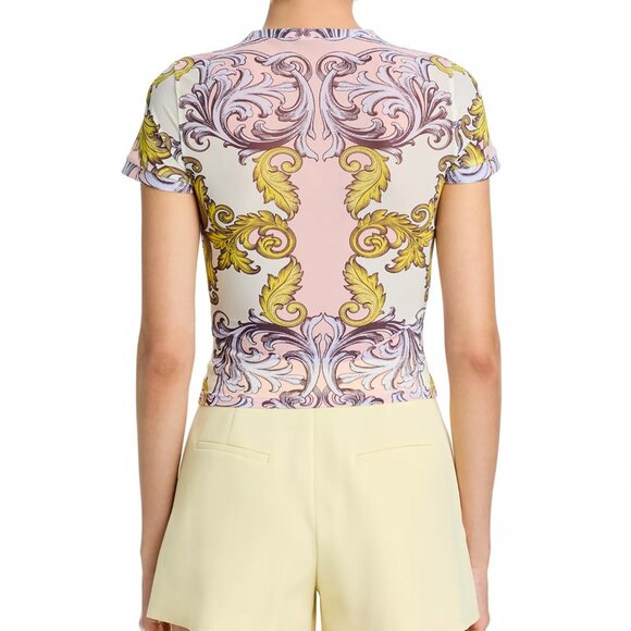 ALICE + OLIVIA DAYDREAMER PAISLEY TESS PASTEL PINK GOLD MESH TOP SHIRT SMALL S - Picture 7 of 16